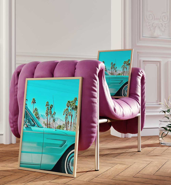 TEAL THUNDERBIRD IN PALM SPRINGS , PHOTOGRAPHY PRINTS