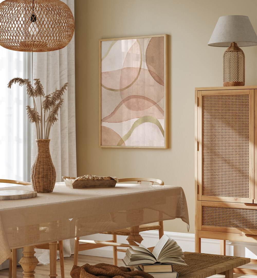 Elegant BLUSH AND BROWN ABSTRACT PAINTINGS, perfect for enhancing any home or office space with modern design.