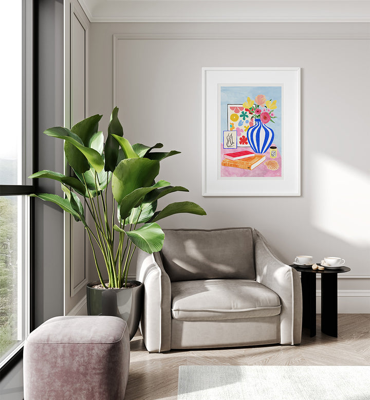 INTERIOR II , FLORAL FLOWER PAINTINGS