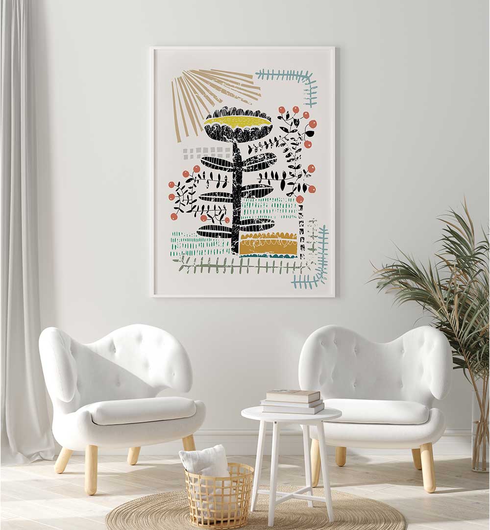 Bright and vibrant BLOCK PRINT BOLD FLOWER, FLORAL FLOWER PAINTINGS enhance any living space with abstract beauty.