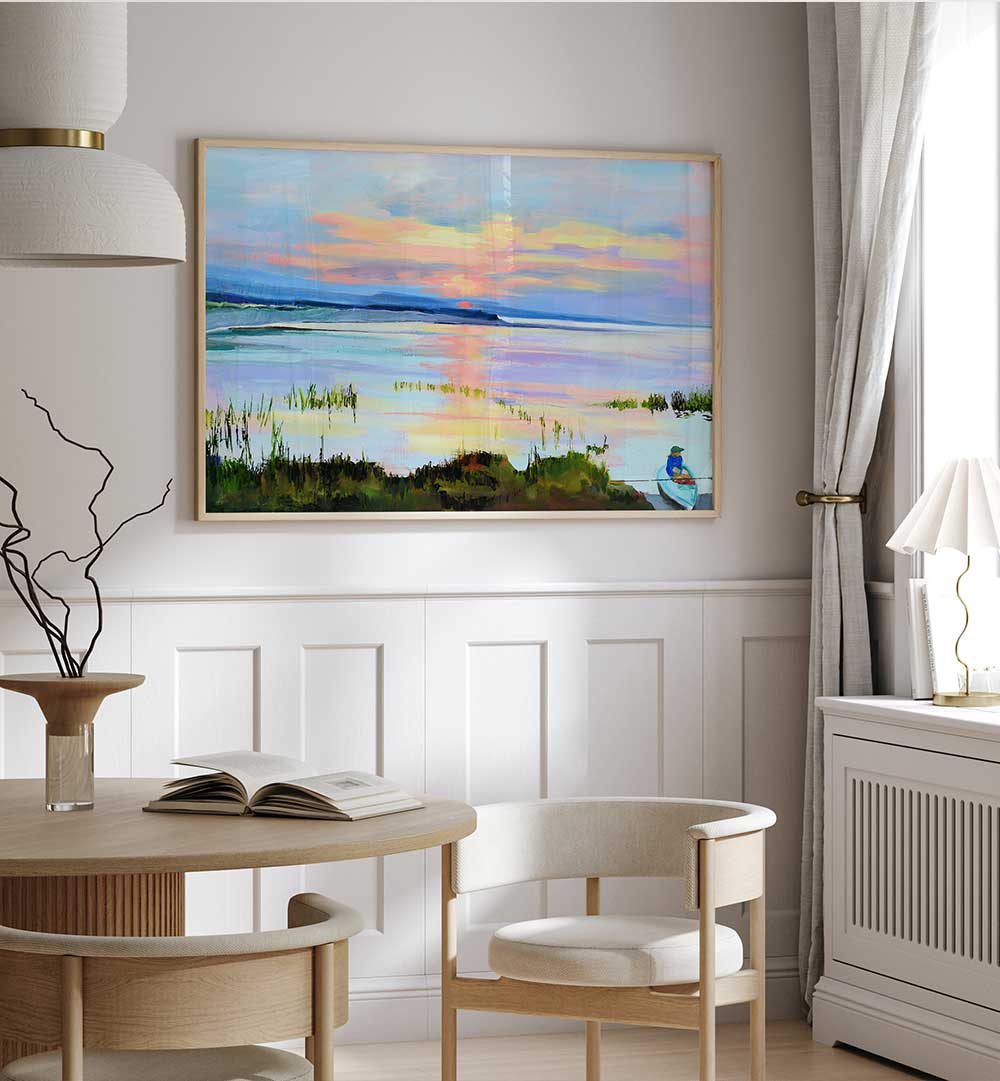 SUNSET ON THE BAY , LANDSCAPE PAINTINGS