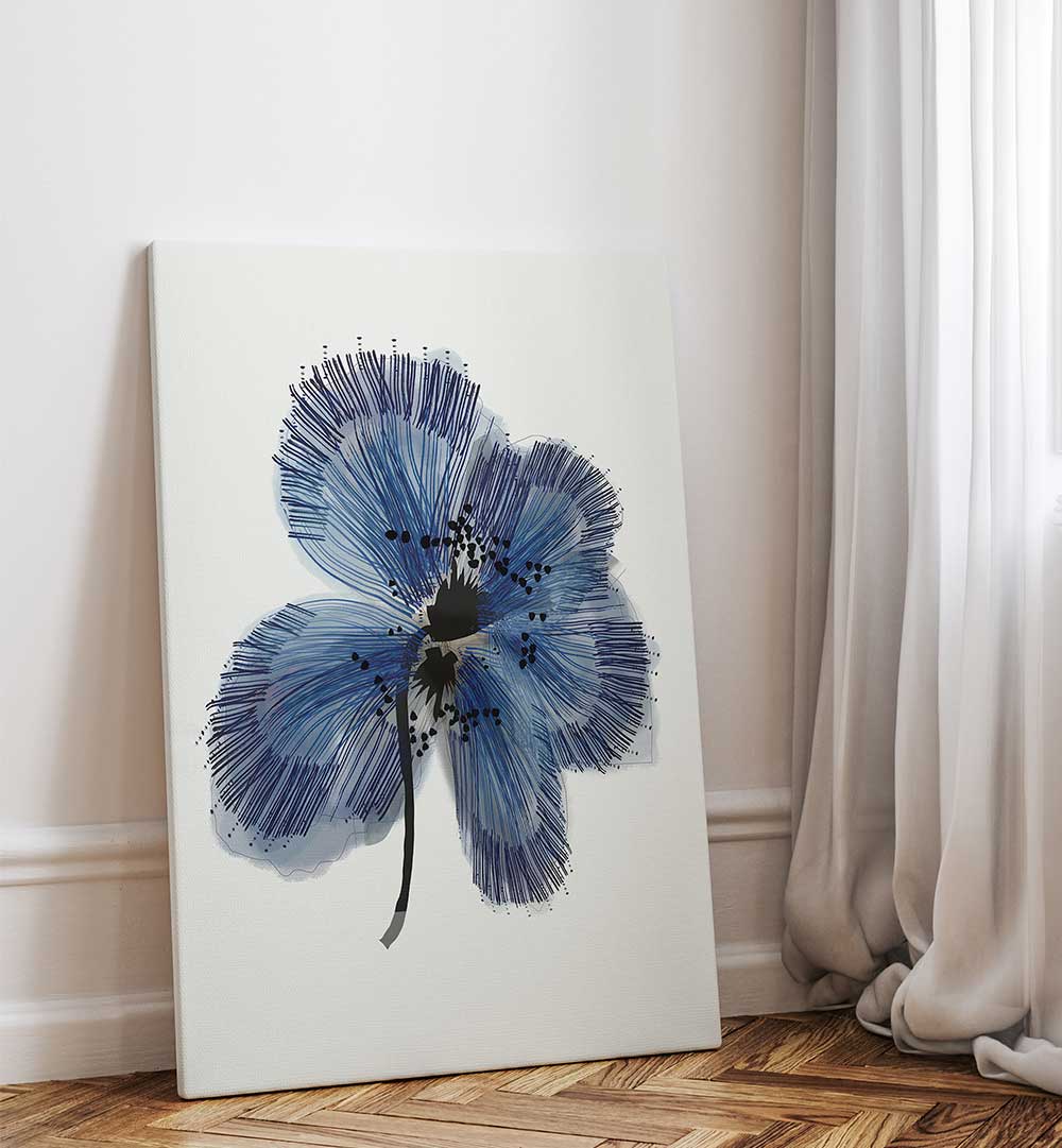 BLUE FLOWER II , FLORAL FLOWER PAINTINGS