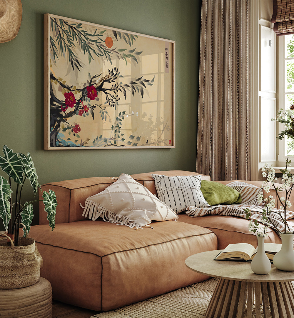 JOSEON ERA STYLE MINIMALISTIC PAINTING , FLORAL FLOWER PAINTINGS