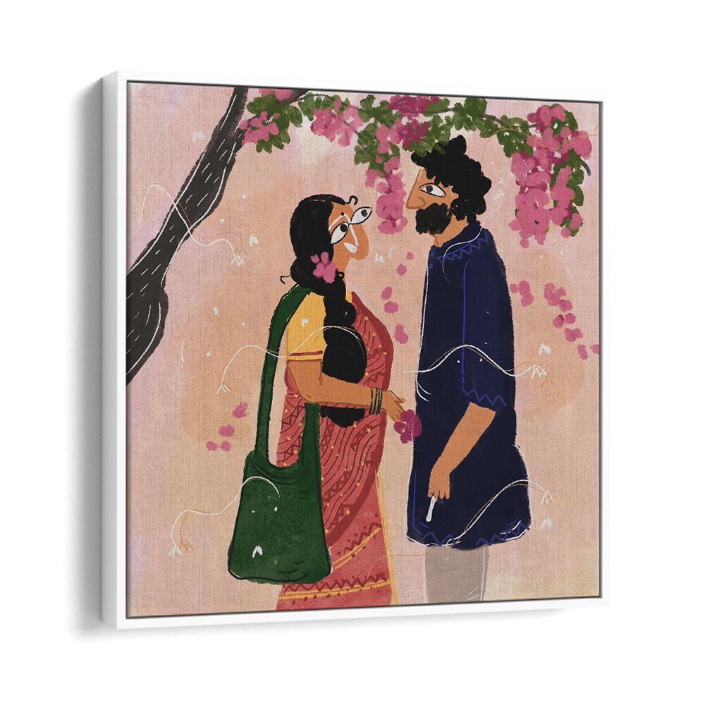 A Bengali Bikel By Shreya Roy Chowdary, Indian Art Paintings Artwork in White Floater Frame
