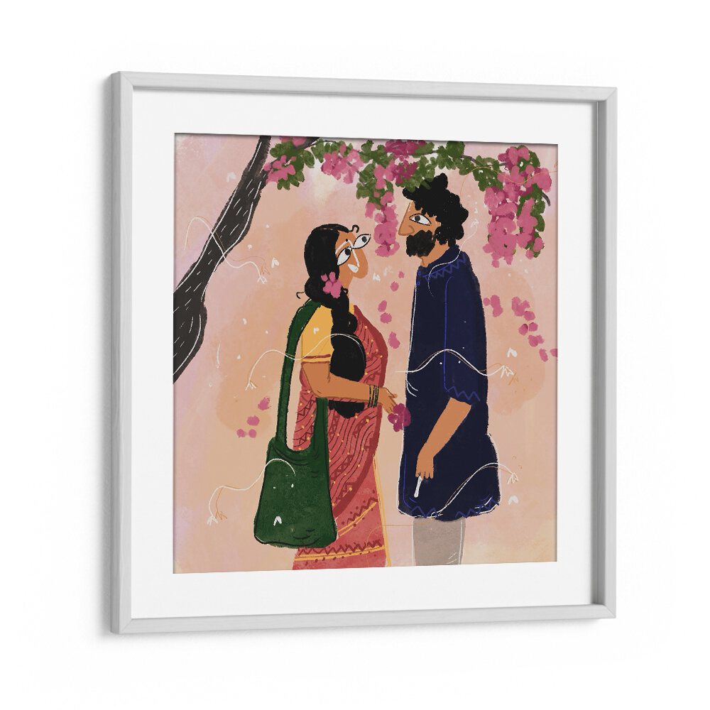 A Bengali Bikel By Shreya Roy Chowdary, Indian Art Paintings Artwork in White Frame With Mount
