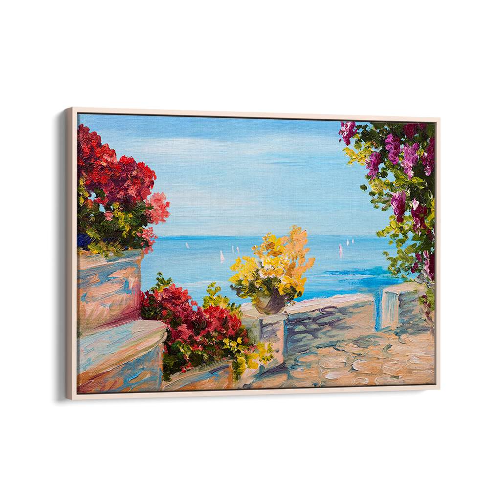 A Canvas of Memories Vintage  European Paintings in Oak Wood Floater Frame