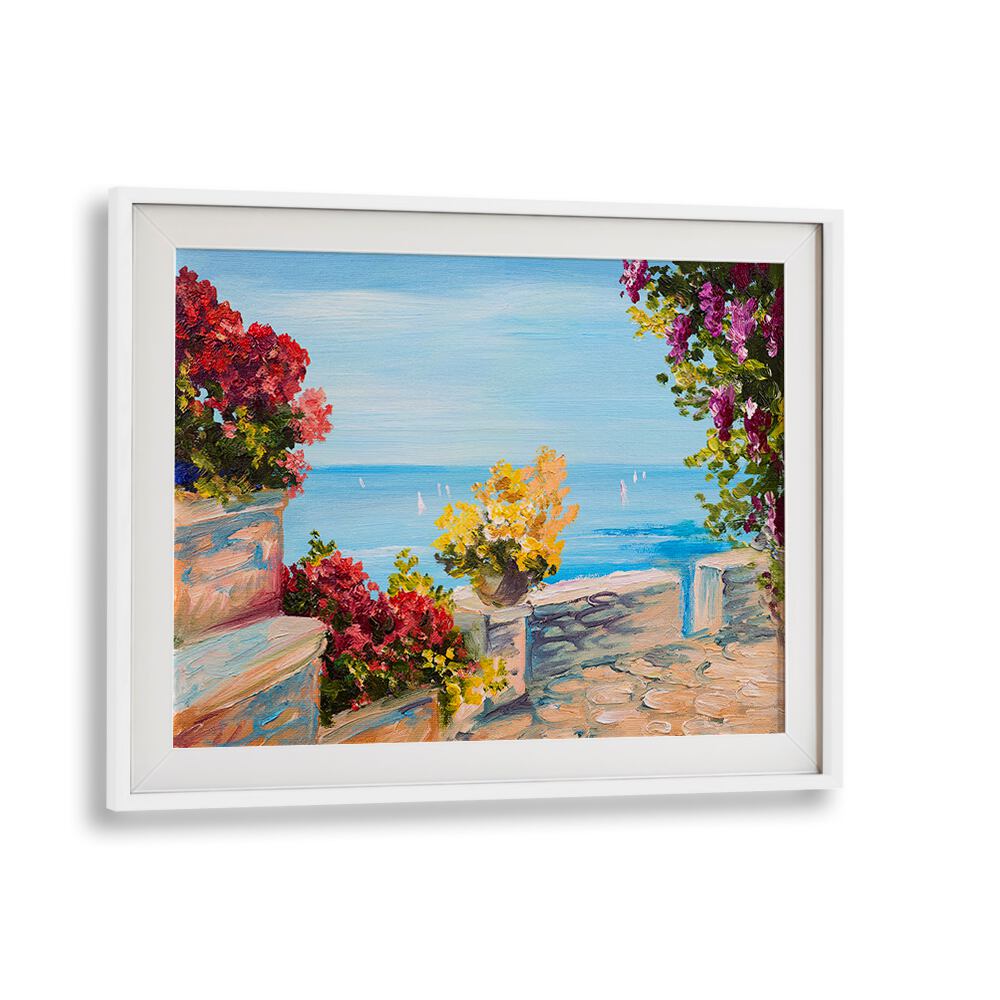 A Canvas of Memories Vintage European Paintings in White Frame With Mount