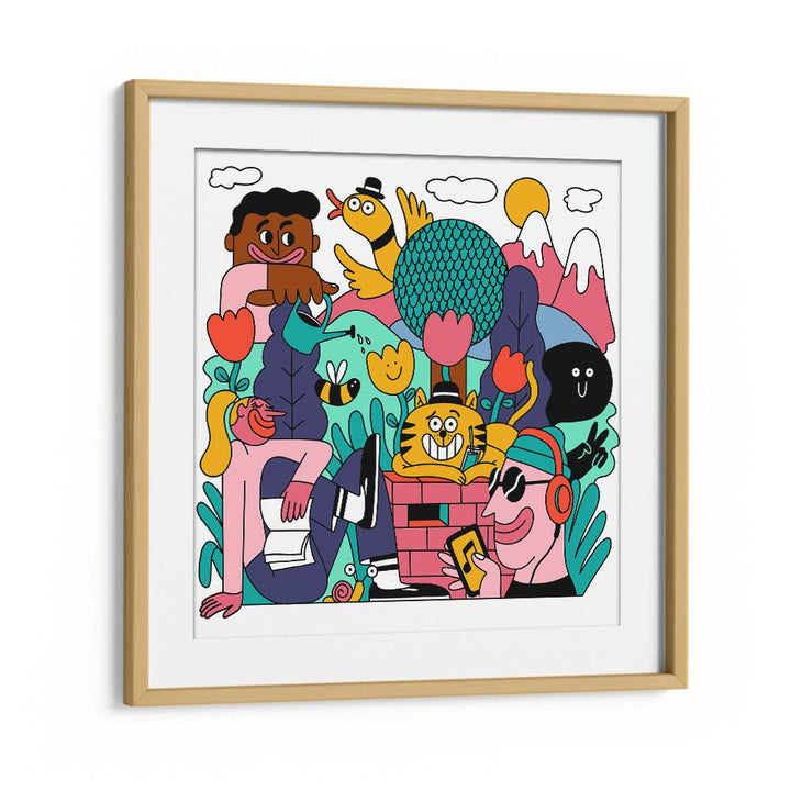 A Day To Chill Comic Art Artwork in Oak Wood Frame With Mount