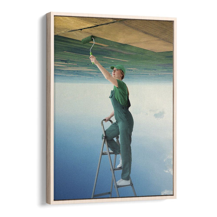 A Fresh Start  Surreal Painting Artwork in Oak Wood Floater Frame
