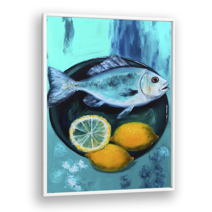 A Fishplate by Treechild Kitchen Art Prints in White Plain Frame