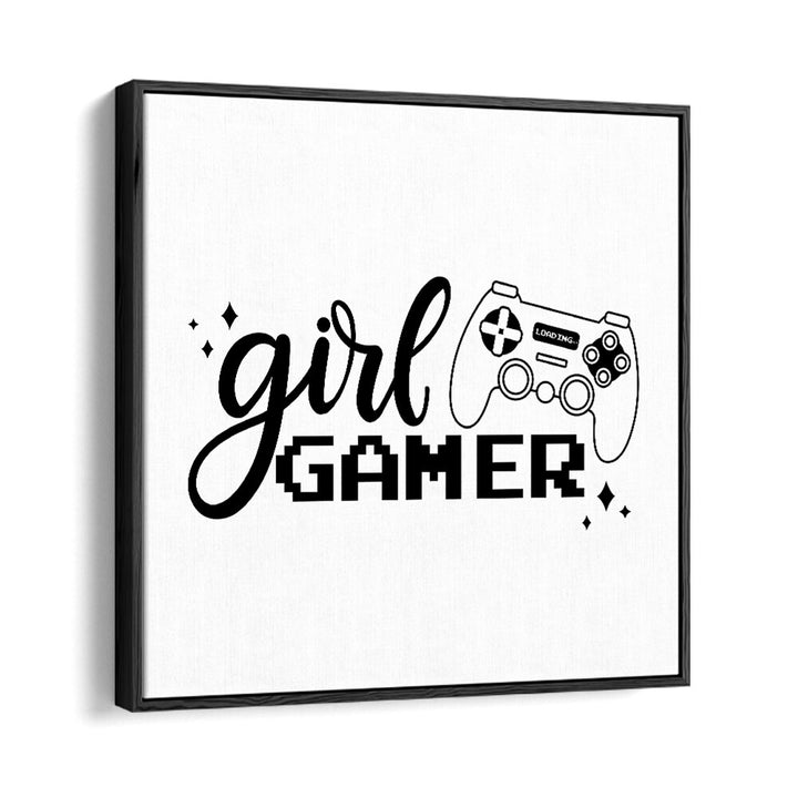 A Girl Gamer Gaming Art Artwork in Black Floater Frame