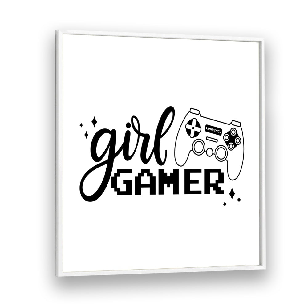 A Girl Gamer Gaming art  Artwork in White Plain Frame