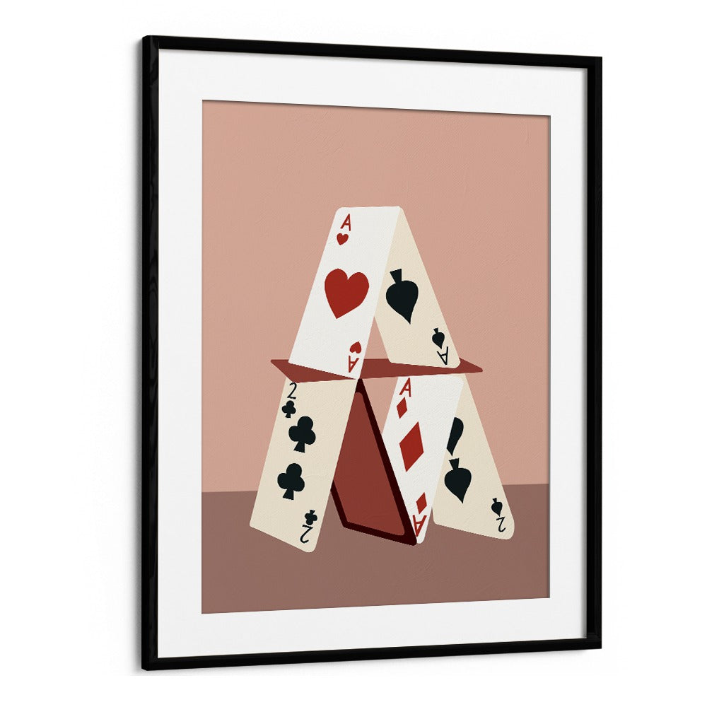 A House Made Of Cards By Uma Gokhale Gaming Poster in Black Frame With Mount