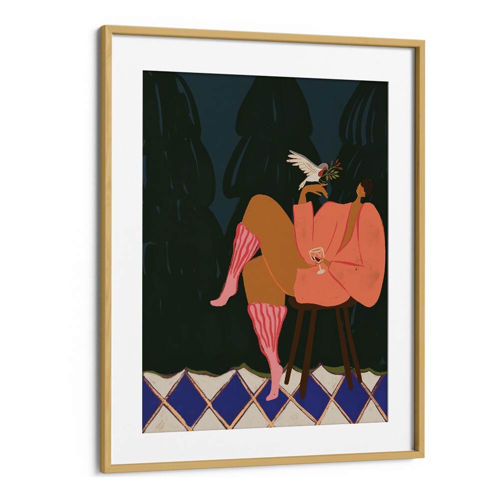 A Lil Birdy Told Me By Arty Guava Wall Art Prints in Oak Wood Frame With Mount