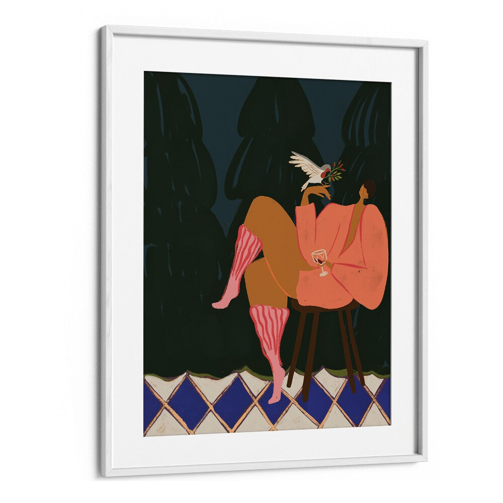 A Lil Birdy Told Me By Arty Guava Wall Art Prints in White Frame With Mount