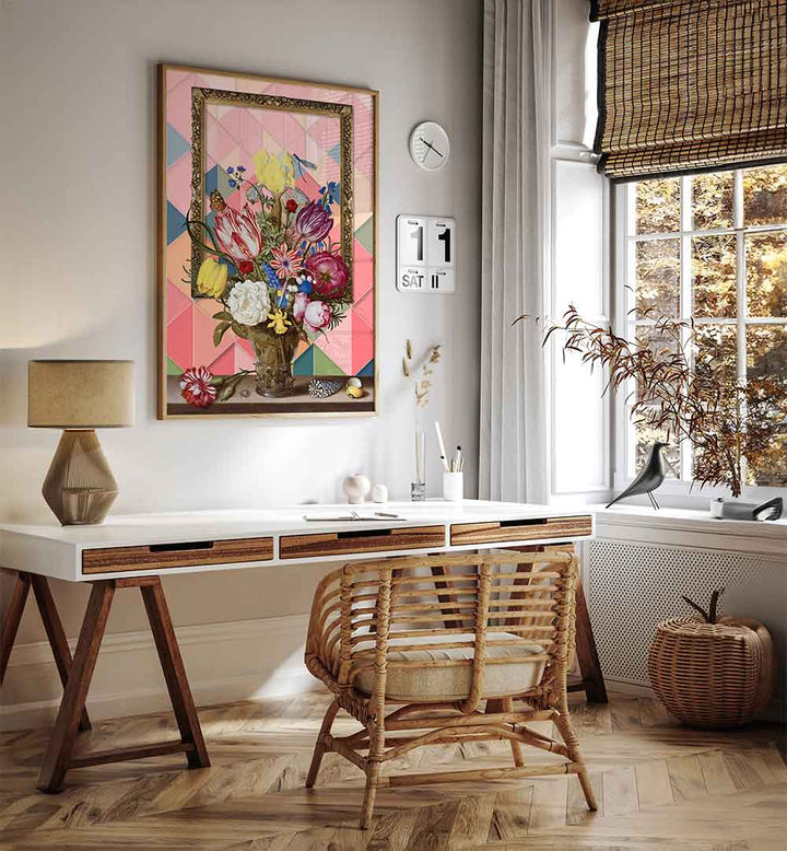 A MODERN STILL LIFE , FLORAL FLOWER PAINTINGS