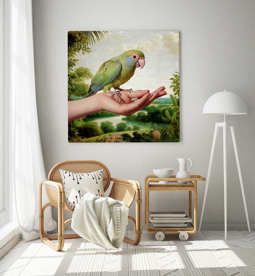 A PARROT IN BRAZIL , ANIMAL PAINTINGS
