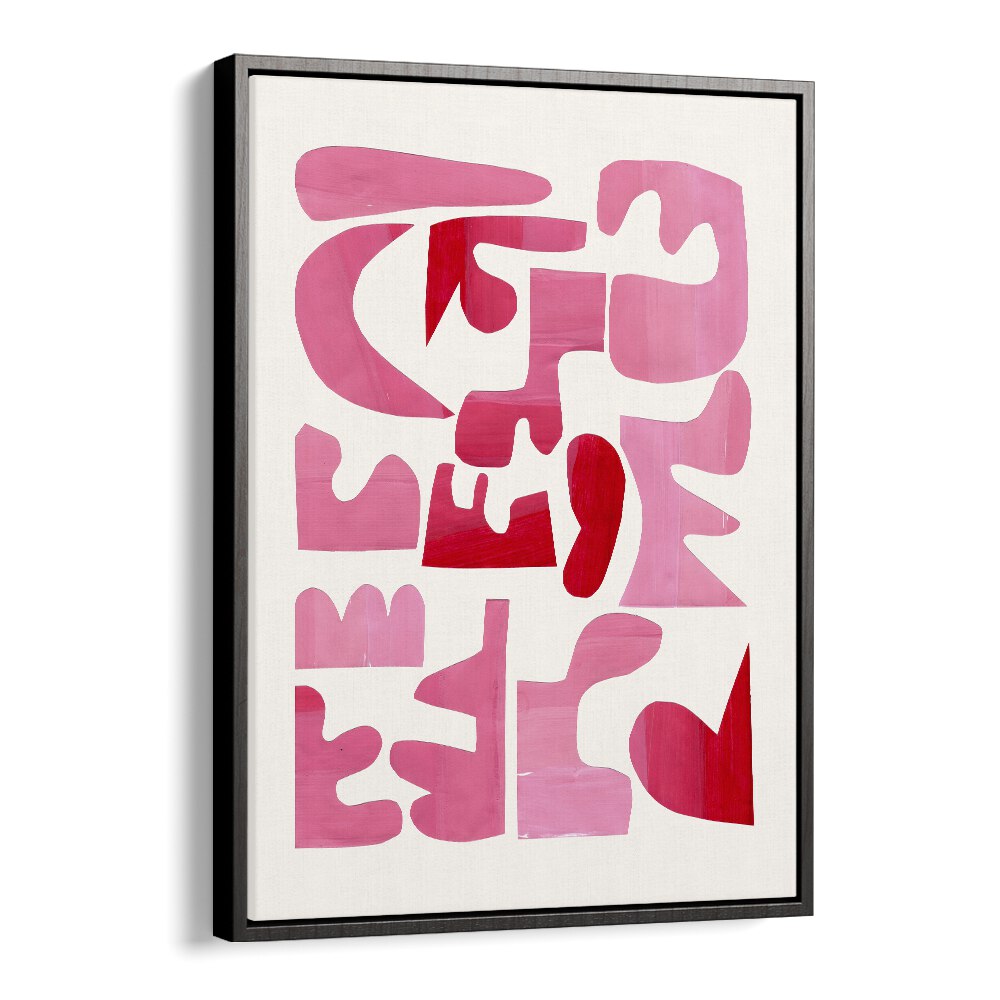 A Pink Puzzle By Ejaaz Haniff Fashion Art Artwork in Black Floater Frame
