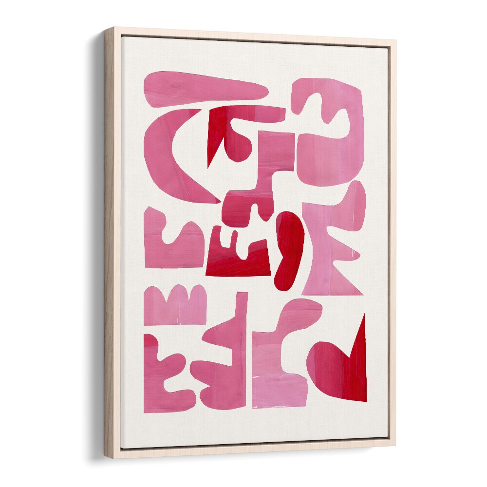 A Pink Puzzle By Ejaaz Haniff Fashion Art Artwork in Oak Wood Floater Frame
