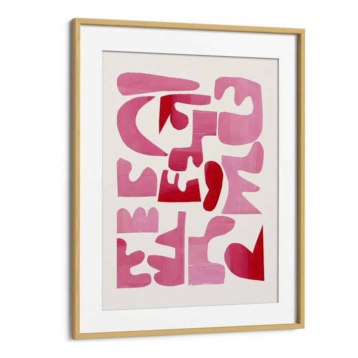 A Pink Puzzle By Ejaaz Haniff Fashion Art Artwork in Oak Wood Frame With Mount
