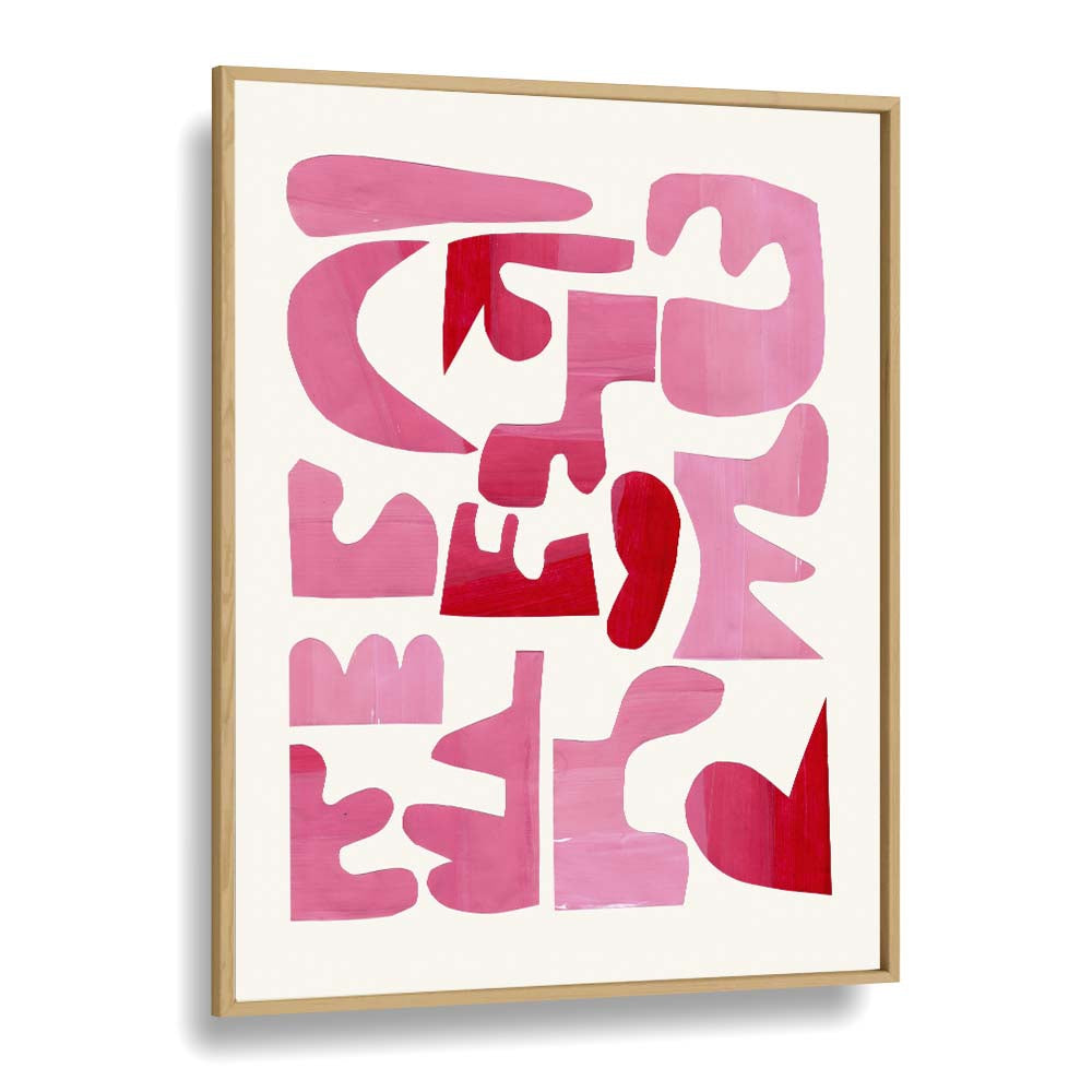 A Pink Puzzle By Ejaaz Haniff Fashion Art Artwork in Oak Wood Plain Frame
