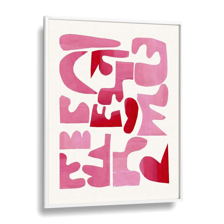 A Pink Puzzle By Ejaaz Haniff Fashion art Artwork in White Plain Frame
