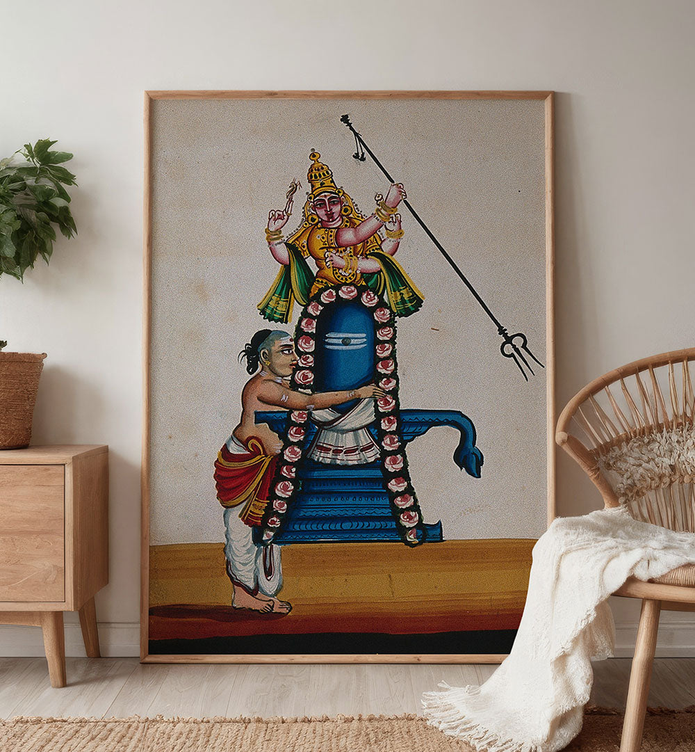 A PRIEST DECORATING THE SHIVALINGAM