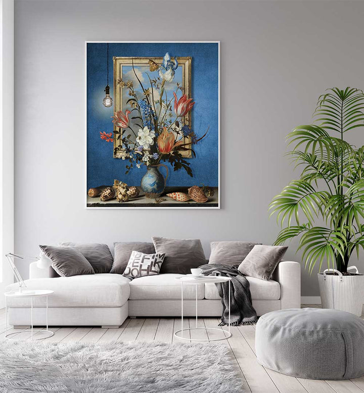 A STILL LIFE IN DELFT , FLORAL FLOWER PAINTINGS