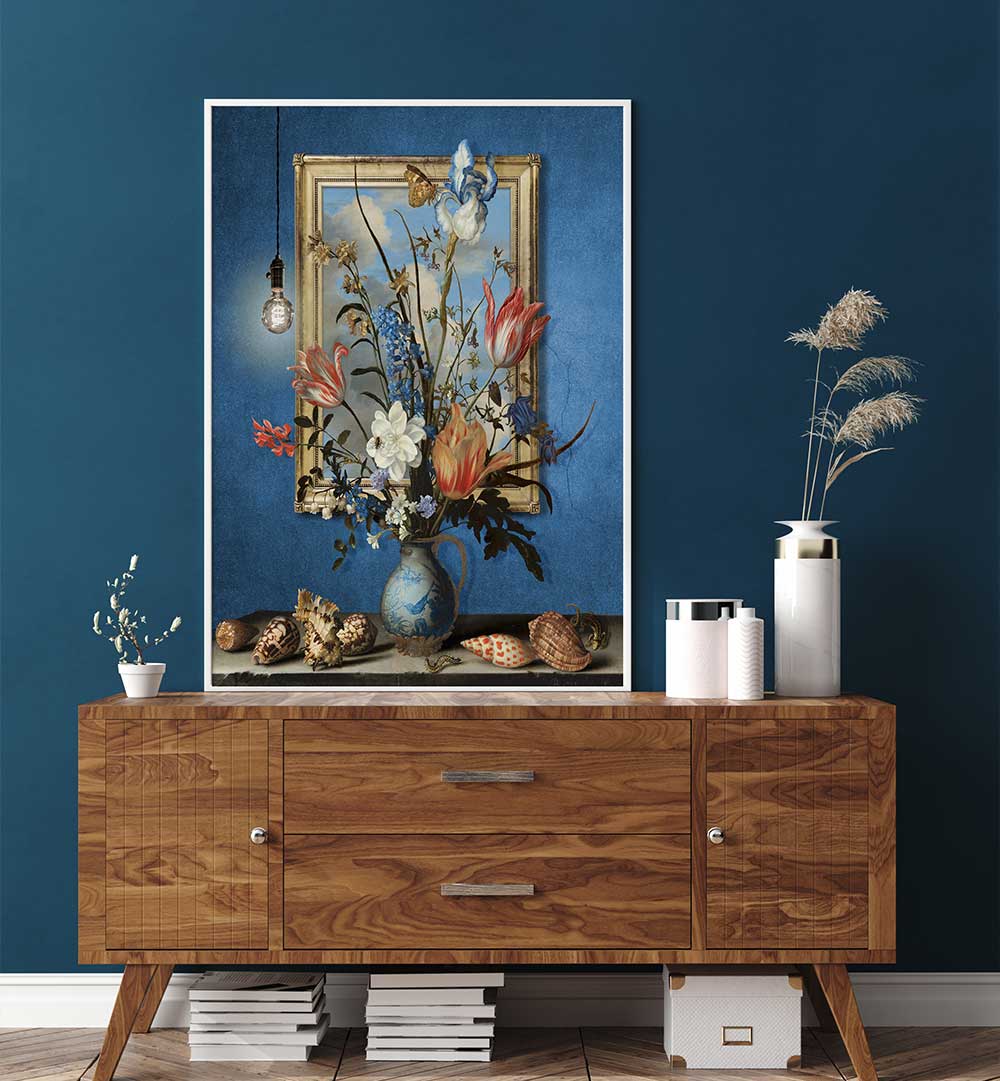 A STILL LIFE IN DELFT , FLORAL FLOWER PAINTINGS