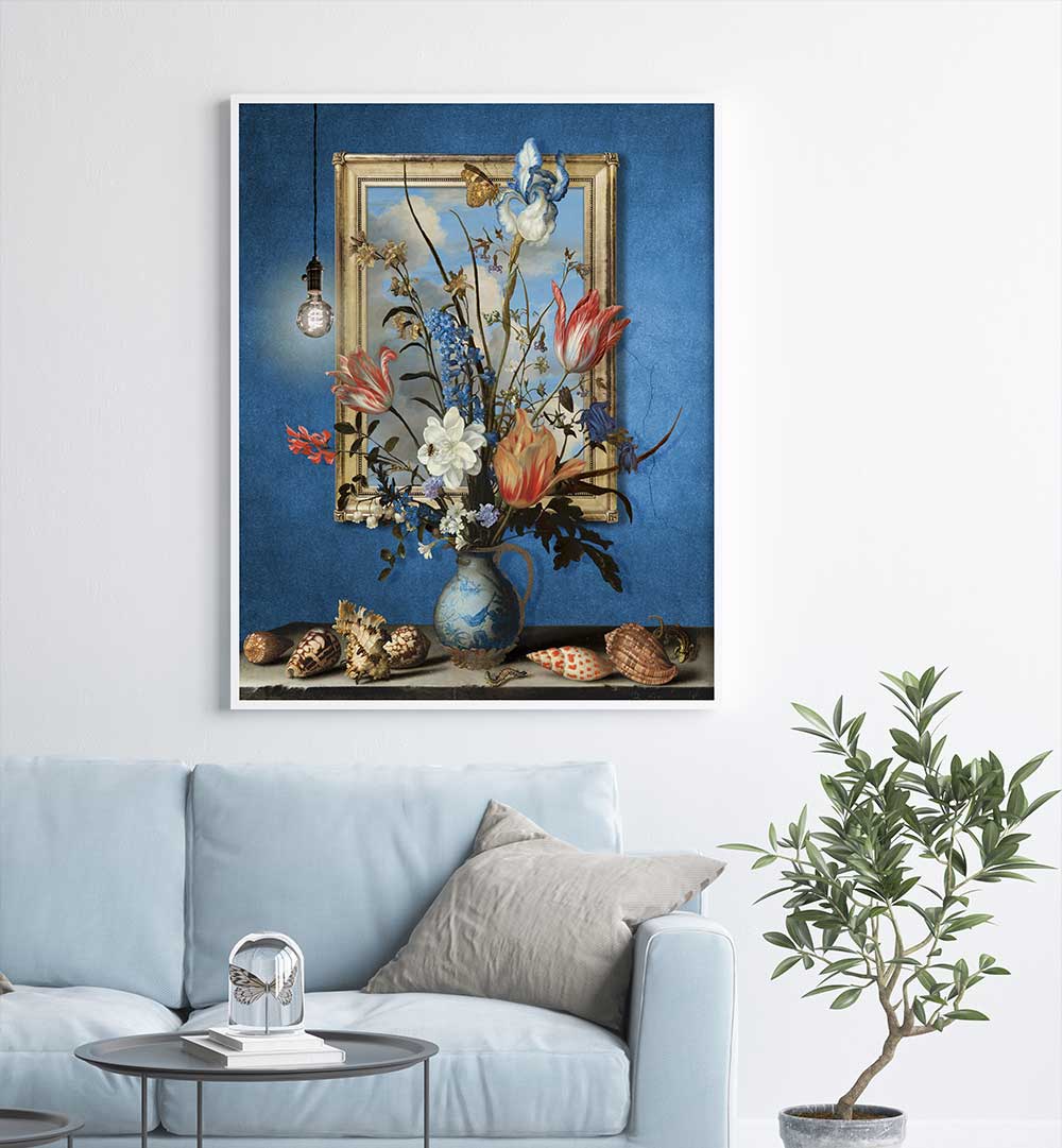 A STILL LIFE IN DELFT , FLORAL FLOWER PAINTINGS