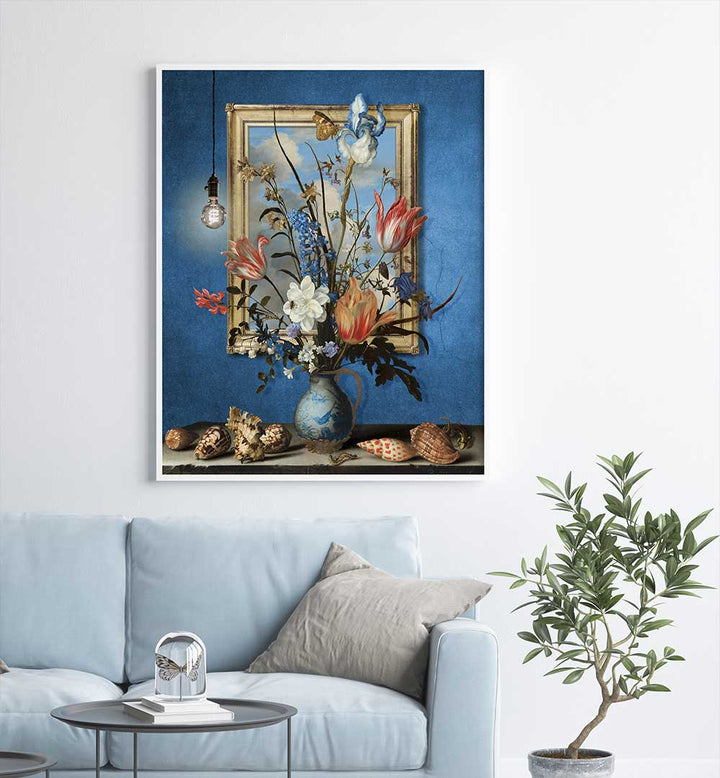 A STILL LIFE IN DELFT , FLORAL FLOWER PAINTINGS