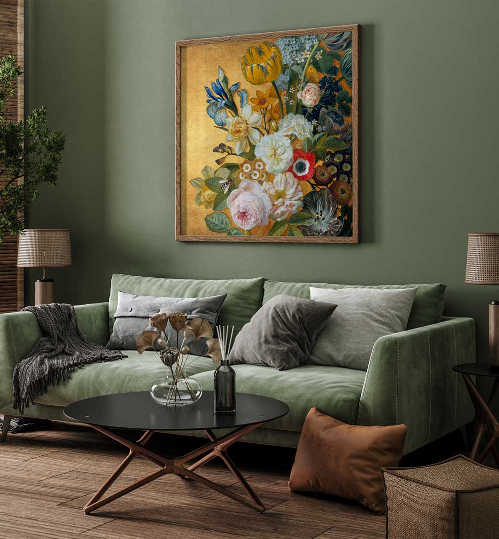 A STILL LIFE ON GOLD , FLORAL FLOWER PAINTINGS