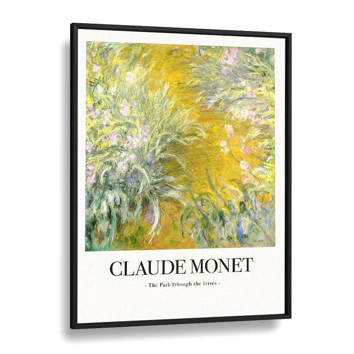 A Stroll In Monet's Garden The Path Through The Irises Claude Monet art painting Artwork in Black Plain Frame