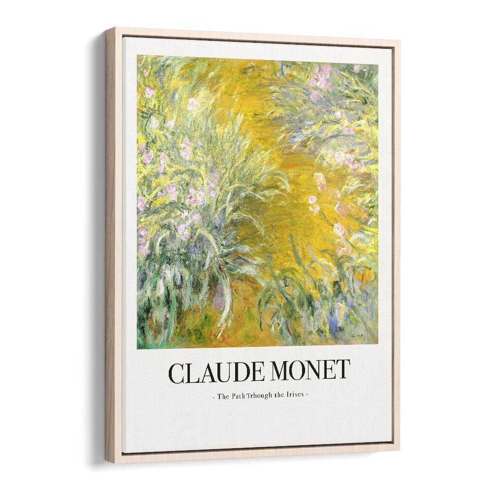 A Stroll In Monet's Garden The Path Through The Irises Claude Monet art painting Artwork in Oak Wood Floater Frame