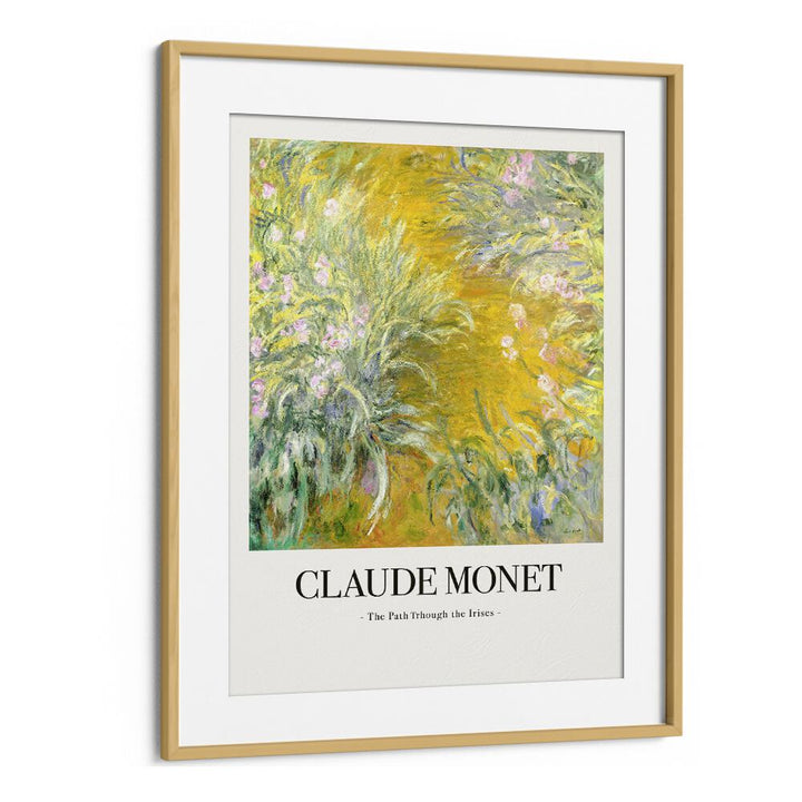 A Stroll In Monet's Garden The Path Through The Irises Claude Monet art painting Artwork in Oak Wood Frame With Mount