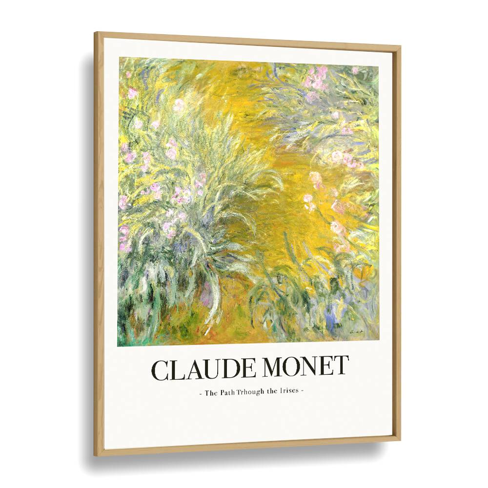 A Stroll In Monet's Garden The Path Through The Irises Claude Monet art painting Artwork in Oak Wood Plain Frame