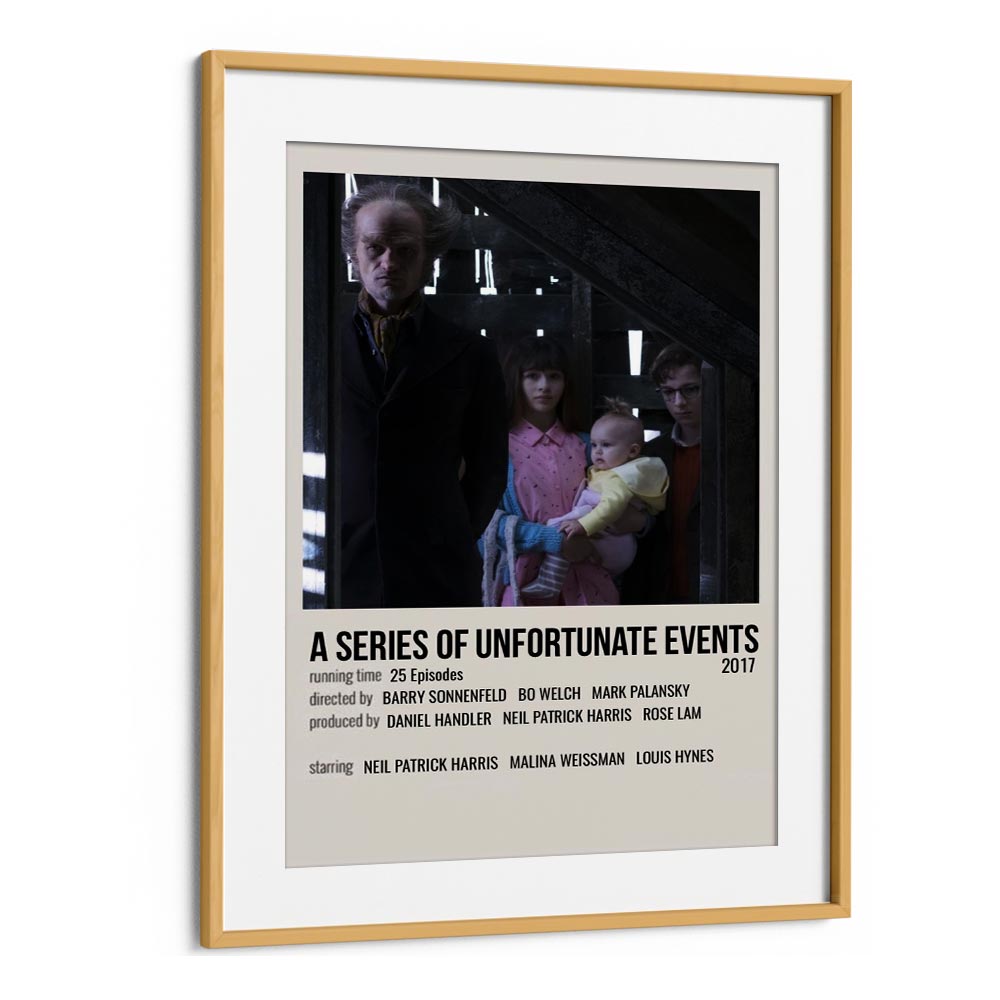 A Series Of Unfortunate Events 2017 Movie Posters in Oak Wood Frame With Mount