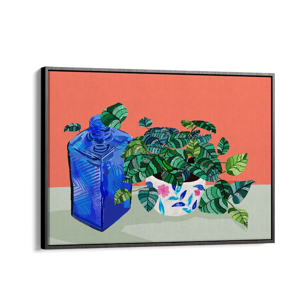 A Still Life Moment By Uma Gokhale Botanical Art Prints in Black Floater Frame