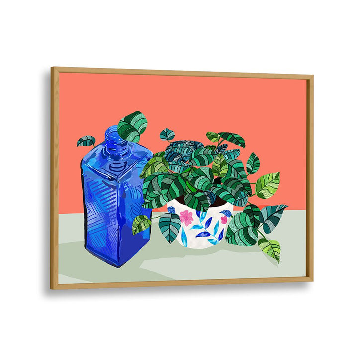 A Still Life Moment By Uma Gokhale Botanical Art Prints in Oak Wood Plain Frame