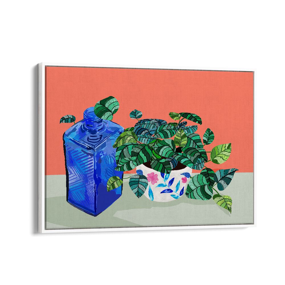 A Still Life Moment By Uma Gokhale Botanical Art Prints in White Floater Frame