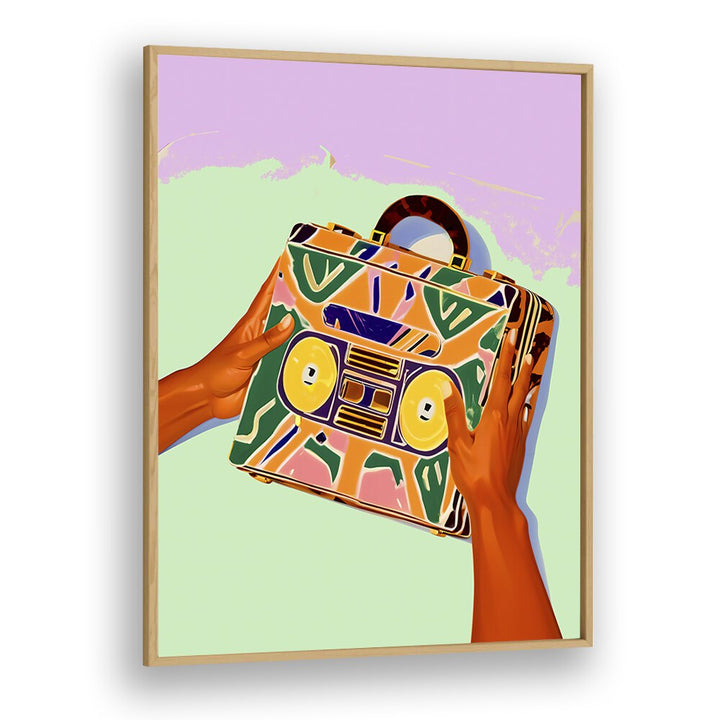 A Suitcase Full of Memories By Uma Gokhale Fashion Poster in Oak Wood Plain Frame