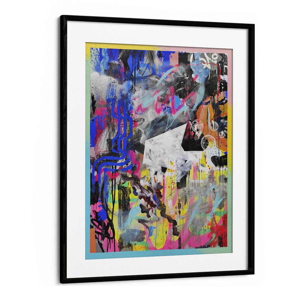 Abstra Pop Art Artwork in Black Frame With Mount