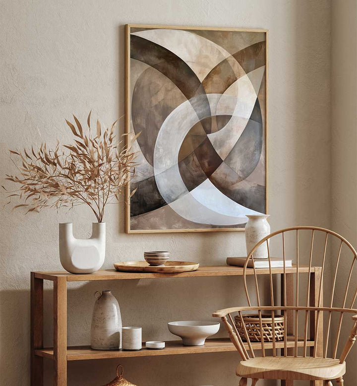 ABSTRACT ART BEIGE BROWN GEO ABSTRACT II , ABSTRACT PAINTINGS