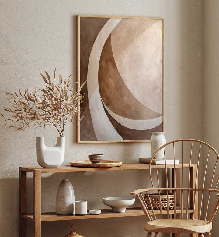 ABSTRACT ART BEIGE BROWN GEO ABSTRACT , ABSTRACT PAINTINGS