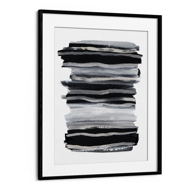 Abstract Black And White Brush Strokes By Mareike Bohmer Abstract Art Artwork in Black Frame With Mount
