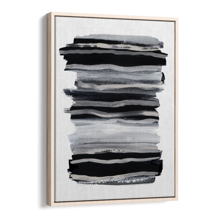 Abstract Black And White Brush Strokes By Mareike Bohmer Abstract Art Artwork in Oak Wood Floater Frame
