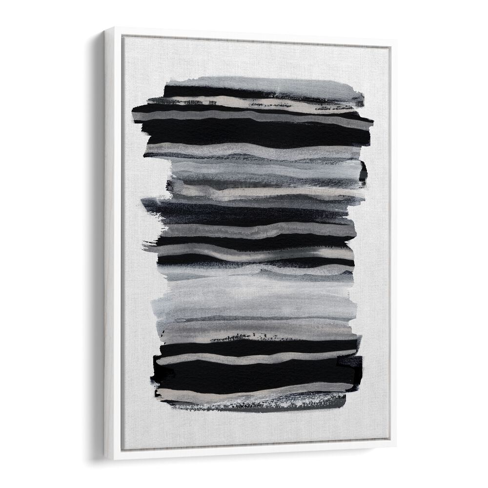 Abstract Black And White Brush Strokes By Mareike Bohmer Abstract art painting Artwork in White Floater Frame
