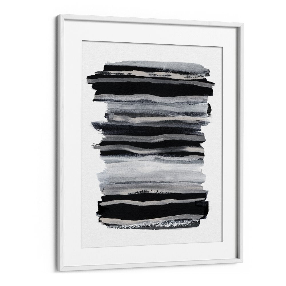 Abstract Black And White Brush Strokes By Mareike Bohmer Abstract Art Artwork in White Frame With Mount