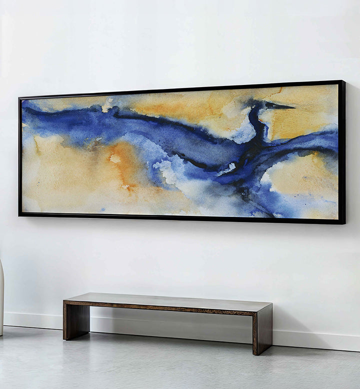 ABSTRACT BLUE HERON , PANORAMIC ART