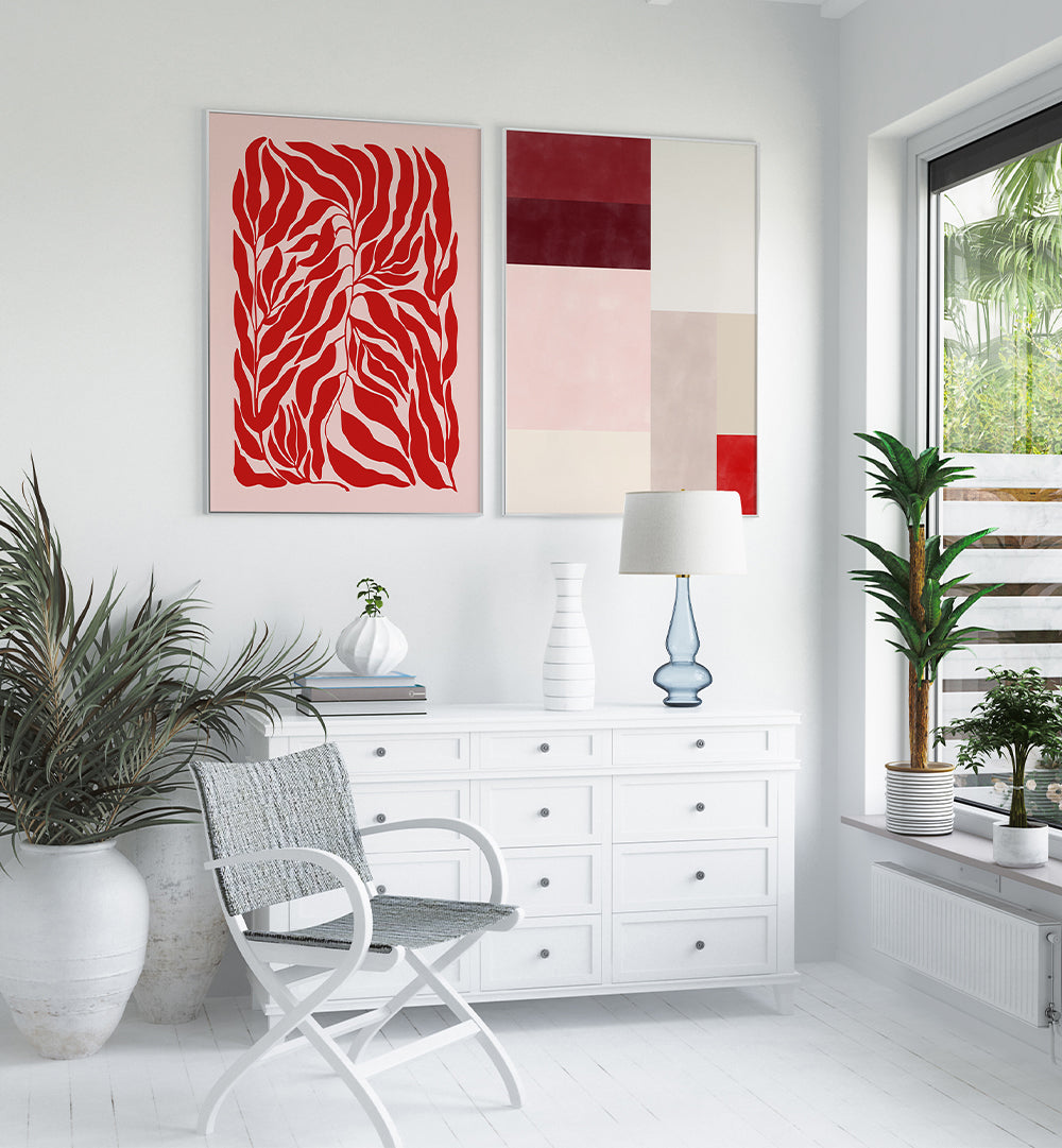 ABSTRACT BOTANICA , SET OF 2 PAINTINGS